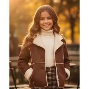Old Navy Girls' Faux Suede Sherpa Shearling Jacket